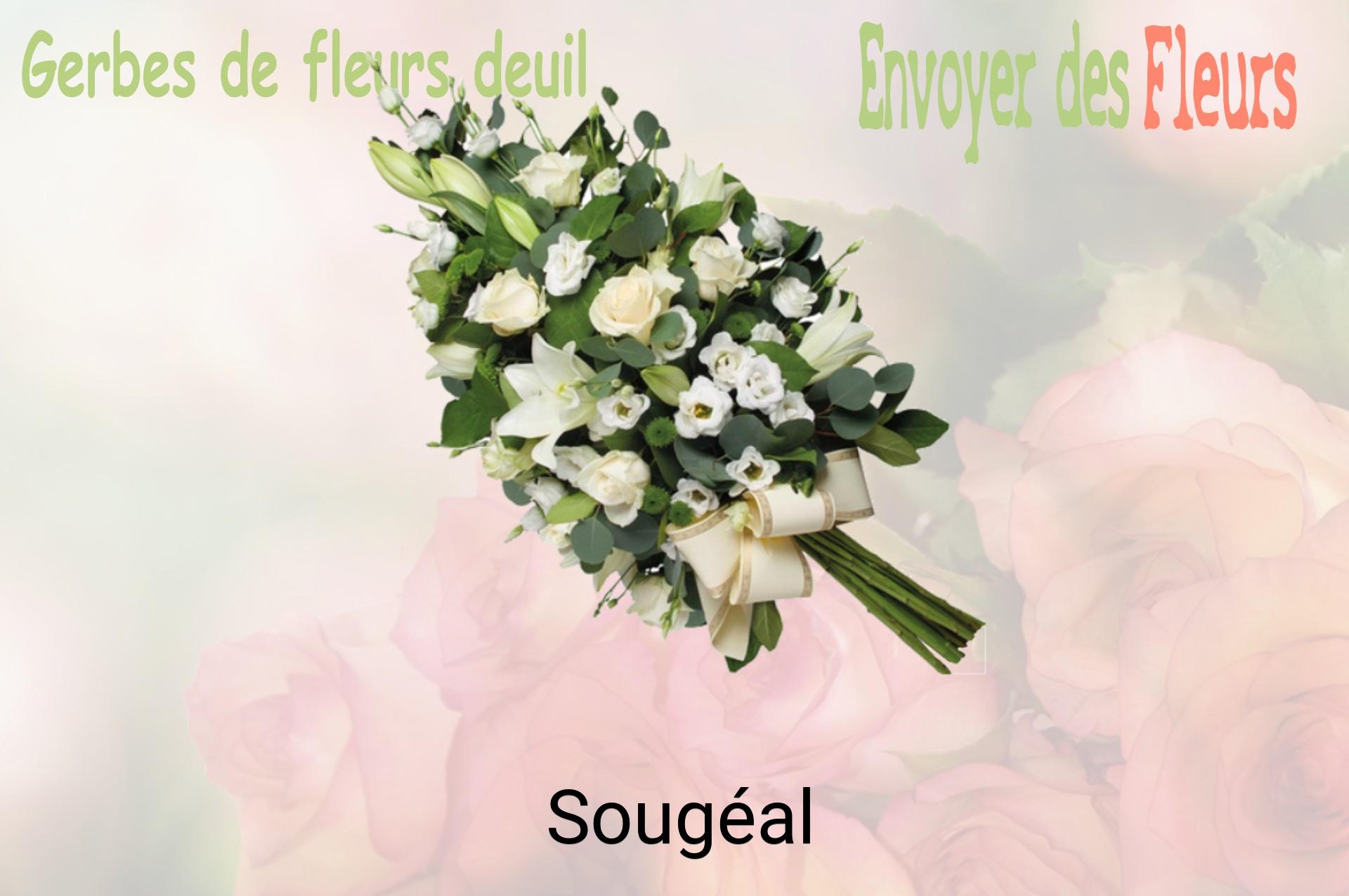 Gerbe de fleurs de deuil livrée à Sougéal